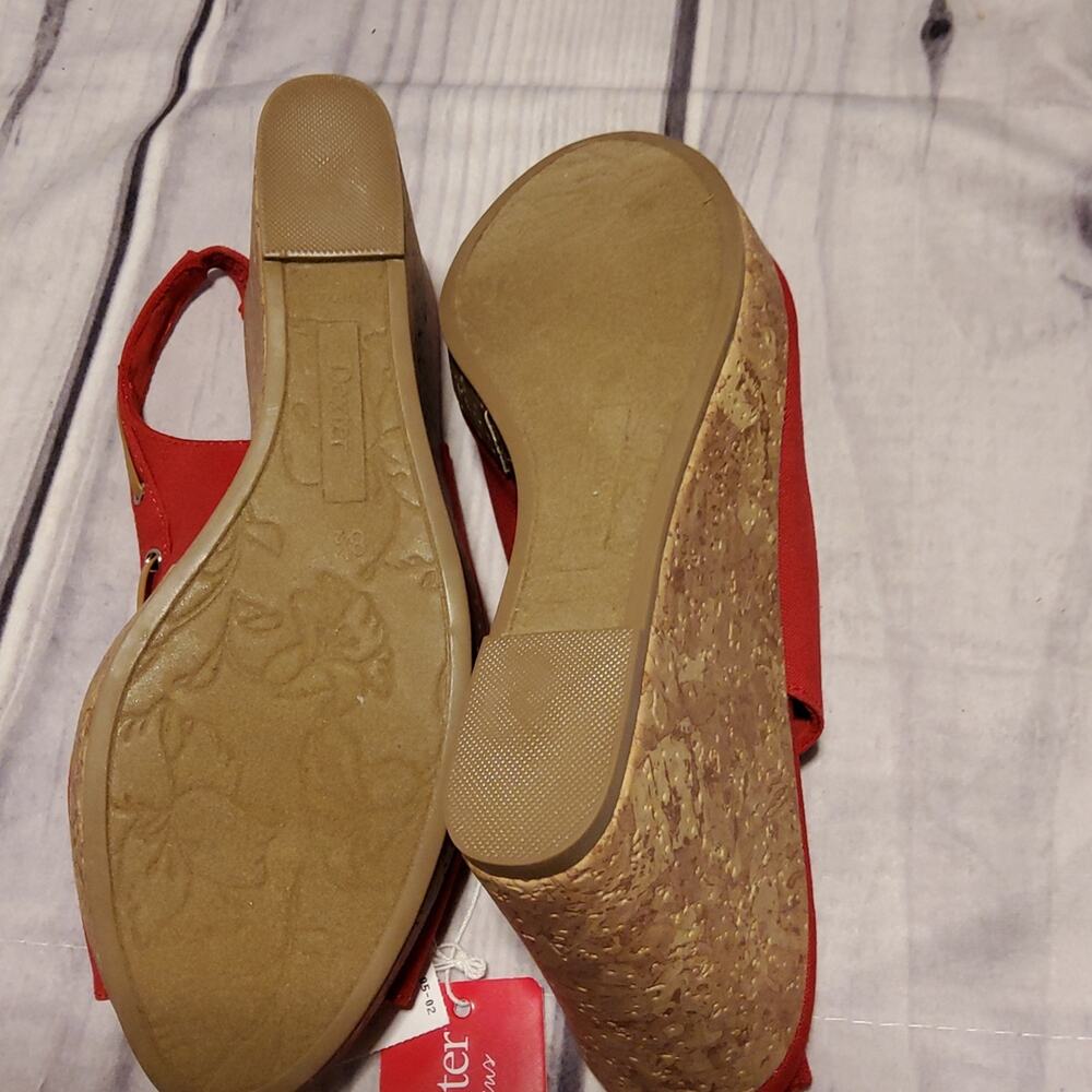 Dexter peep toe red Wedges 8.5 - Picture 5 of 8